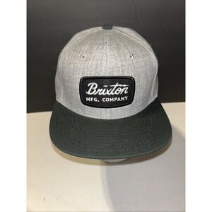 Brixton Supply Mfg Co Hat Black Gray Snapback Adjustable Square Patch Cap